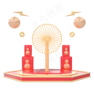 C4D红色促销电商舞台