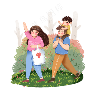 国际旅游日国庆假期家庭出游,免抠元素
