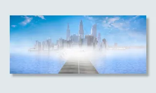 C4D立体简约未来城市梦幻电商通用