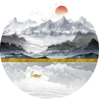 新中式山水水墨中国风装饰画 新中式山水水墨中国风装饰画