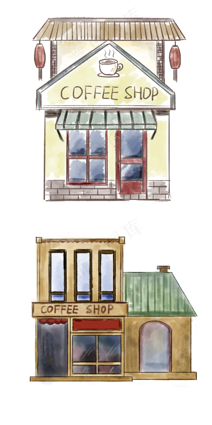 水彩咖啡厅餐厅(3000X6000(DPI:300))psd模版下载