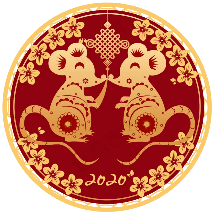 烫金新年鼠年剪纸,免抠元素(2000*2000px 300 dpi )ai矢量模版下载