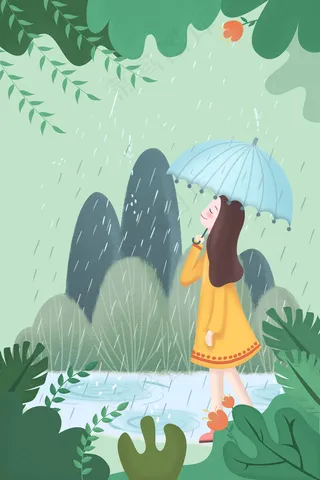 春季清明踏青的可爱女孩