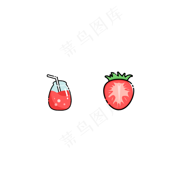 卡通红色草莓水果