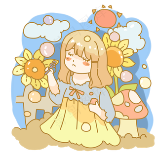 童趣吹泡泡少女