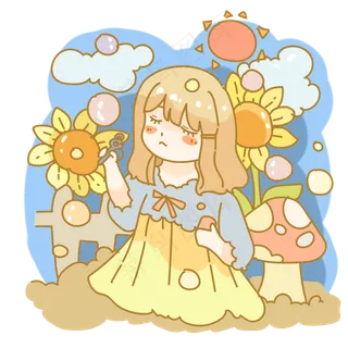 童趣吹泡泡少女