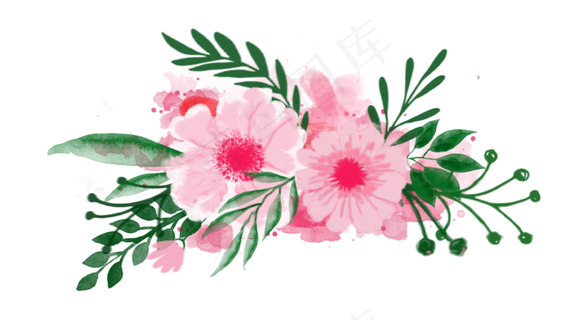 水彩水粉渲染花丛花团花朵手绘图