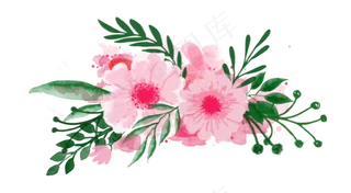 水彩水粉渲染花丛花团花朵手绘图