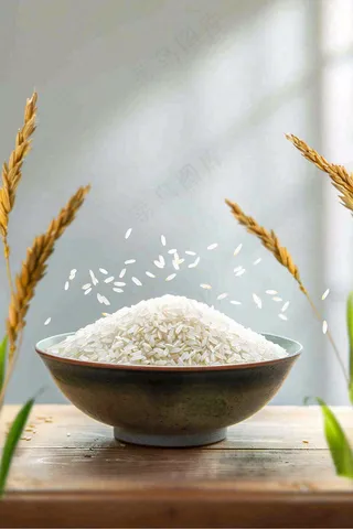 桌子上的米饭碗粮食珍惜粮食世界粮食日摄影图