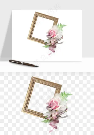 复古花卉相框欧式png免抠