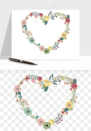 手绘花环边框浪漫png免抠