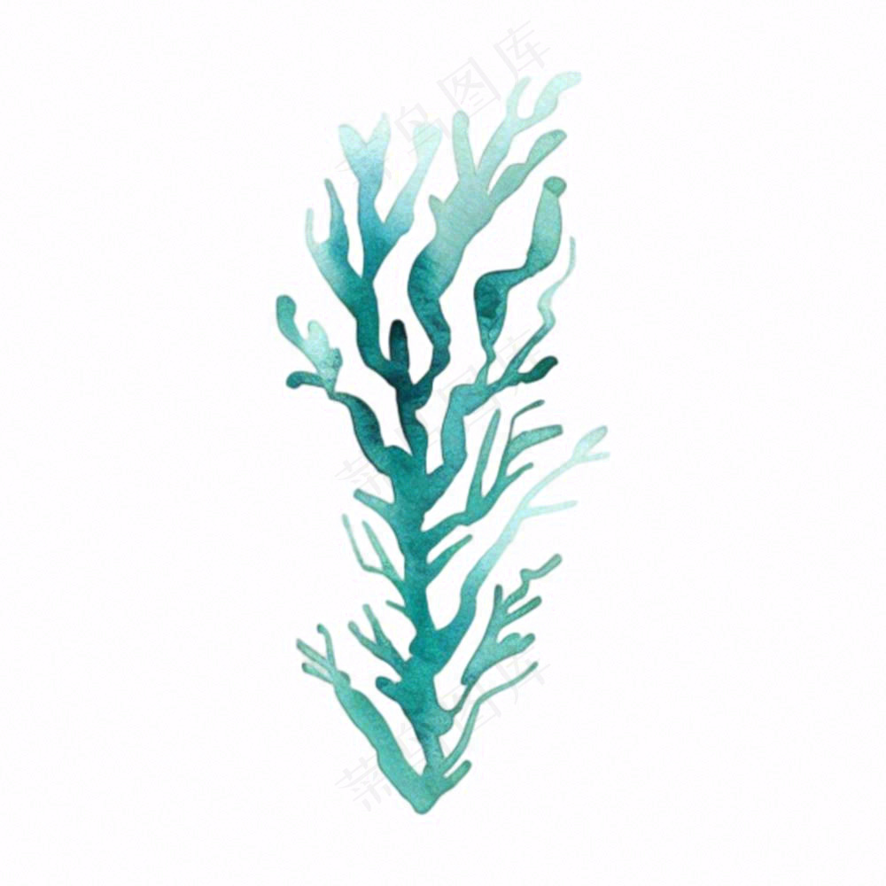 海洋海藻珊瑚植物卡通插画免抠