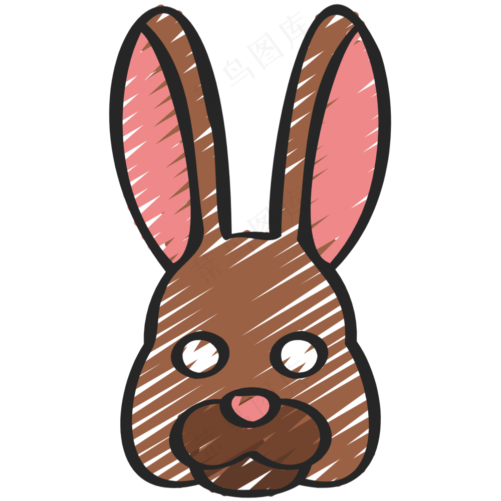 褐色小兔兔 铅笔手绘图标icon