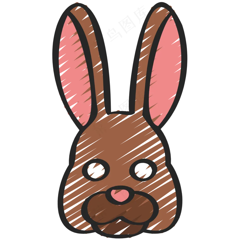 褐色小兔兔 铅笔手绘图标icon