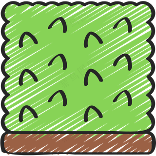 绿色矮灌木围栏 铅笔手绘图标icon