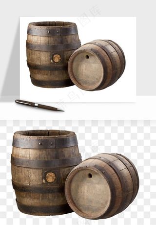 复古木桶酒桶png免抠