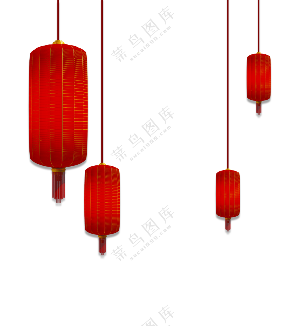 高高悬挂的红灯笼免抠PNG图片素材