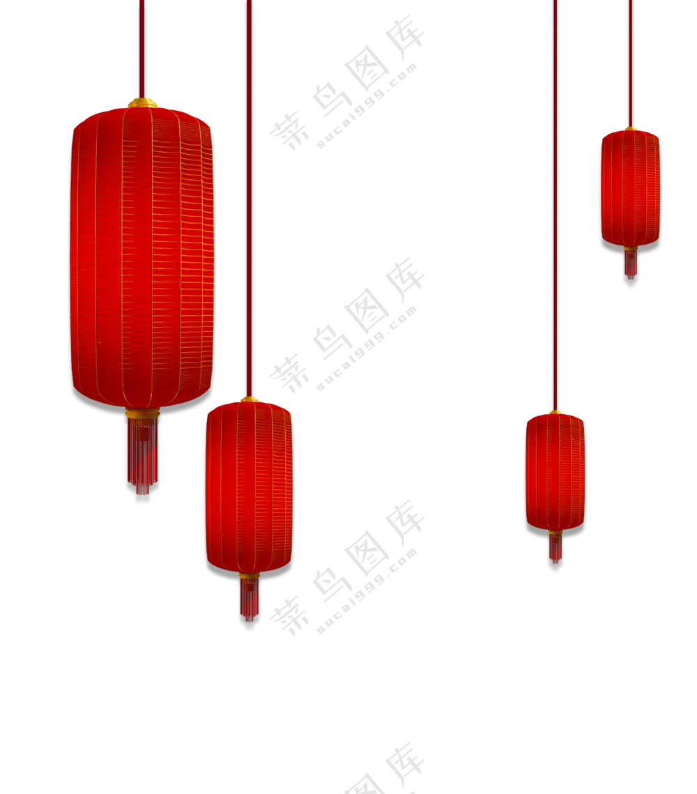 高高悬挂的红灯笼免抠PNG图片素材