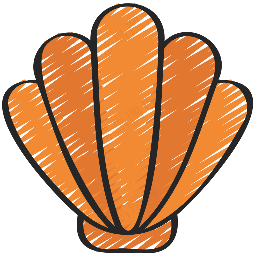 橙色贝壳 铅笔手绘图标 icon