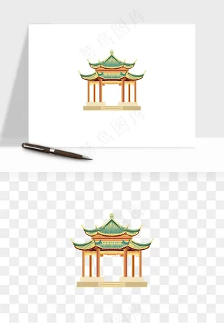 国潮风古建筑古楼古塔鼓楼psd,png免抠图