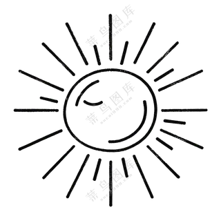 太阳黑白简笔画春分免扣图