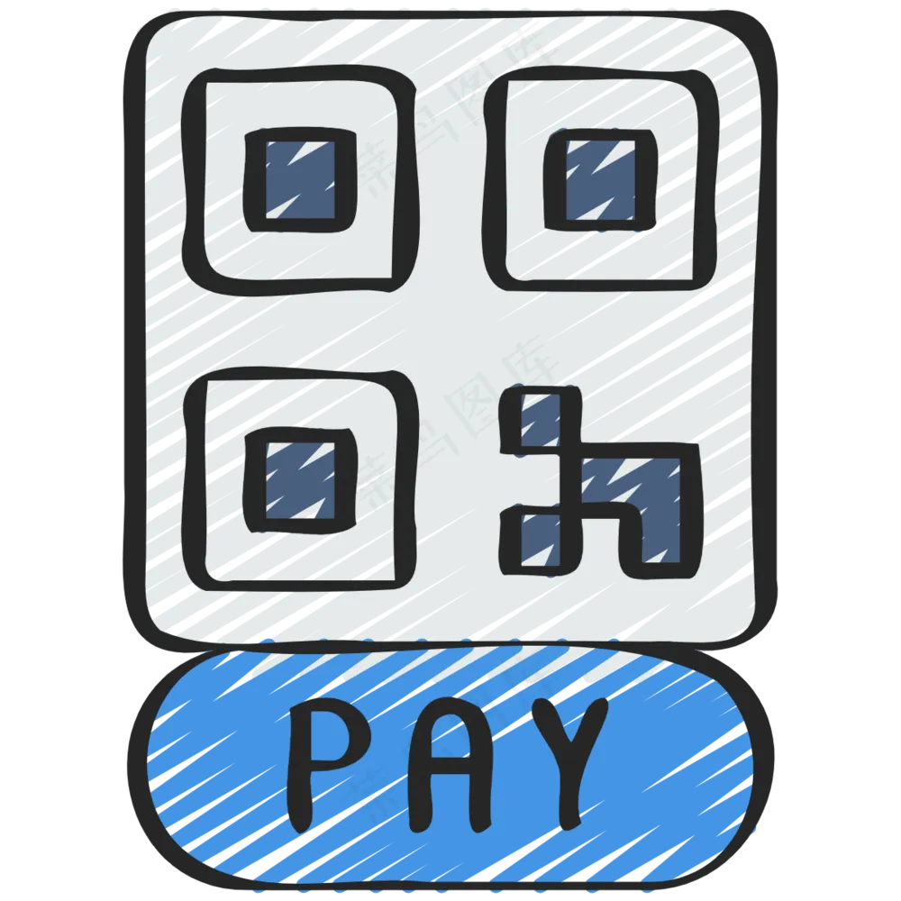 支付二维码 铅笔手绘图标icon
