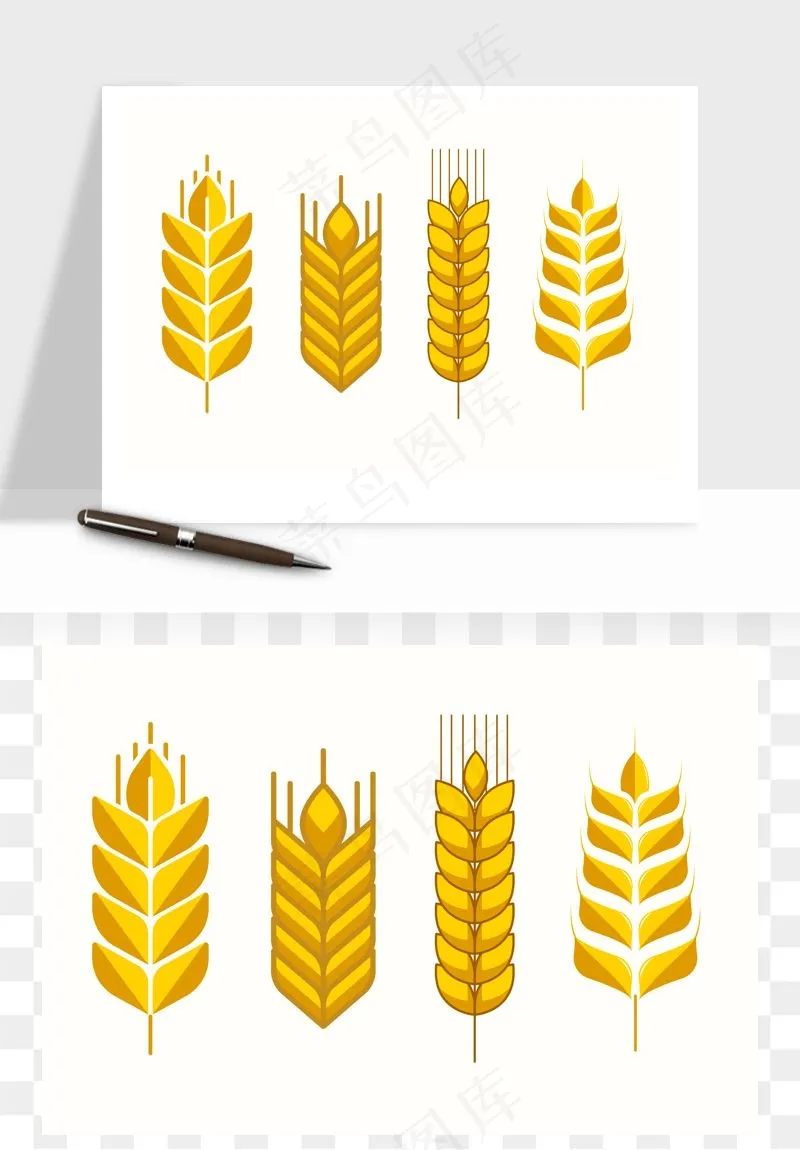 手绘麦穗稻穗麦秆矢量png免抠