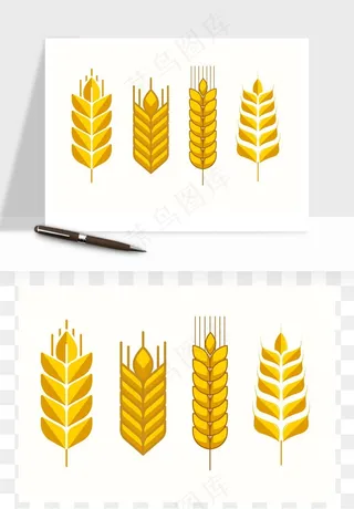 手绘麦穗稻穗麦秆矢量png免抠