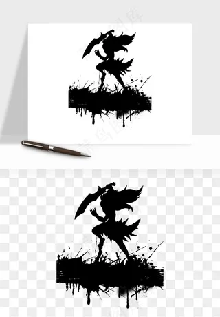 水墨江湖侠客武侠剪影png免抠