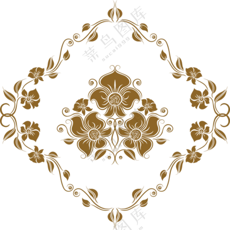 金色轻奢花边装饰免扣