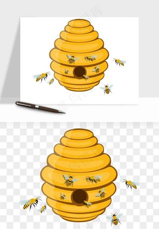 卡通蜜蜂采蜜png免抠