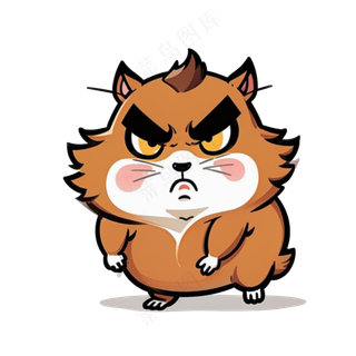 生气土黄色卡通暴躁小矮鼠 免抠图