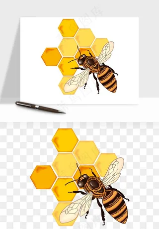 卡通蜜蜂采蜜png免抠