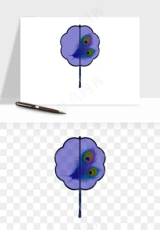 古风扇子元素png免抠