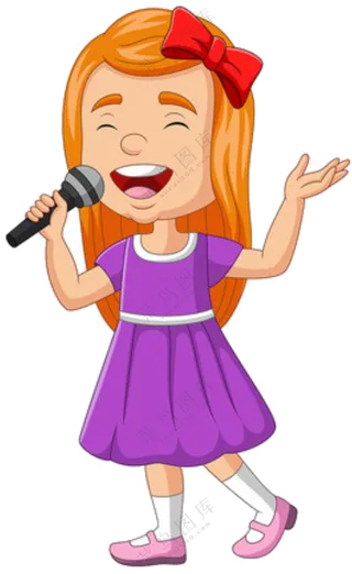 手拿话筒唱歌的免抠女孩