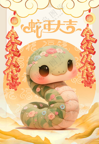 蛇海报蛇年大吉2025新年