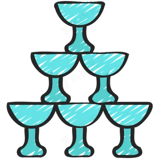 香槟塔 铅笔手绘图标icon