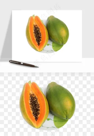 木瓜水果png免抠