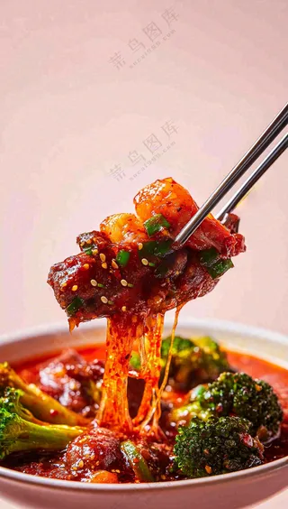 凉拌钵钵鸡水煮美食摄影图