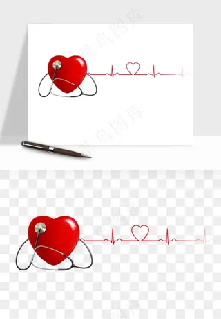 手绘心电图爱心线条png免抠