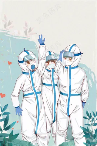 疫情防护医务工作者医疗卫生劳动节卡通插画背景