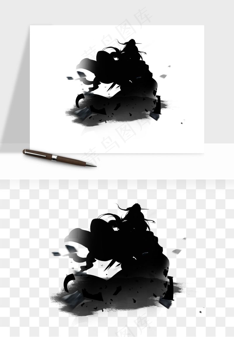 水墨江湖侠客武侠剪影png免抠