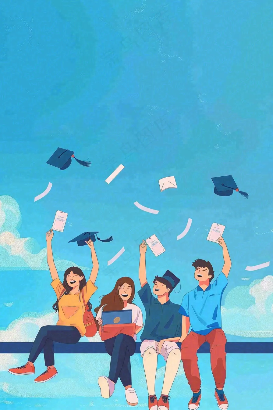 学生毕业季考试青春插画背景