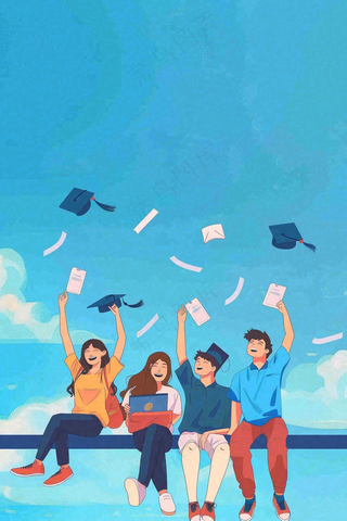 学生毕业季考试青春插画背景