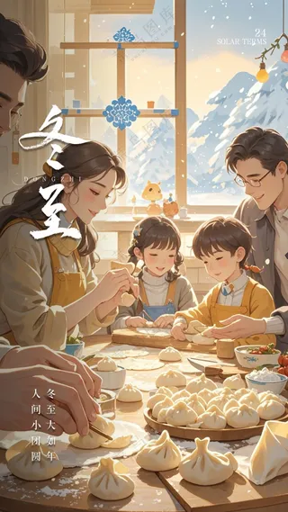 冬至大气唯美简约节气节日海报
