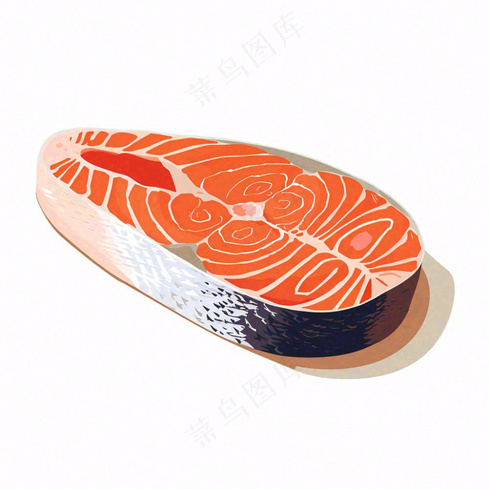 海洋三文鱼食物卡通插画免抠