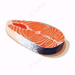海洋三文鱼食物卡通插画免抠