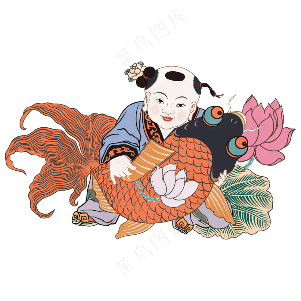 png免抠春节年画人物