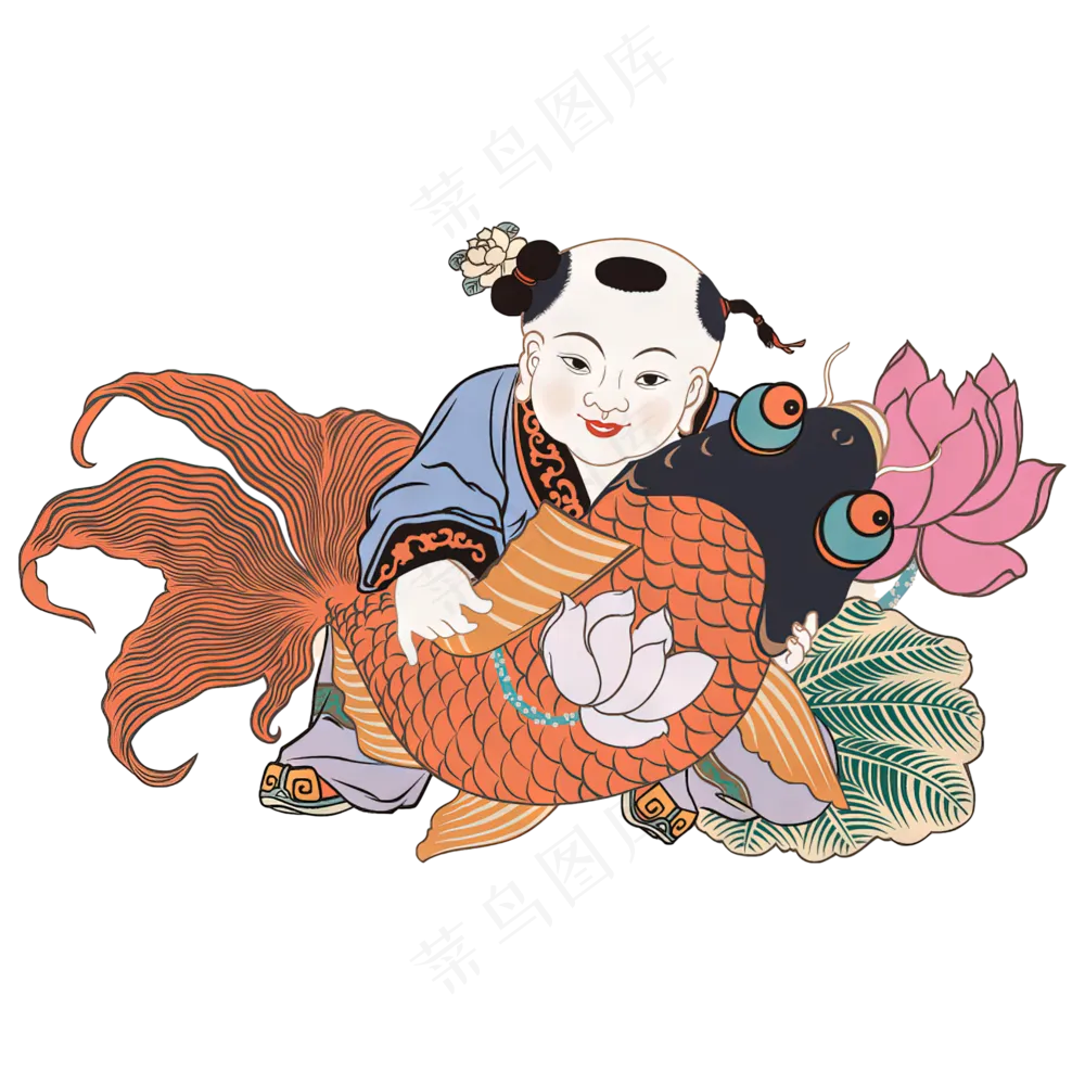 png免抠春节年画人物