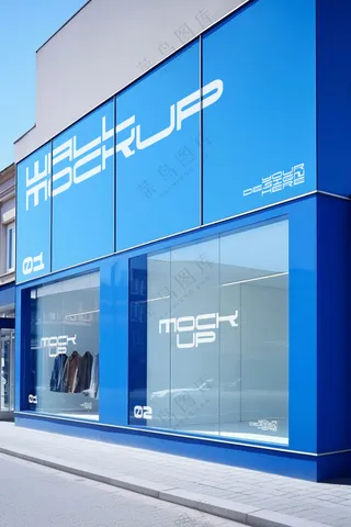 商场超市外墙门店门头招牌贴图海报店铺店招橱窗logo样机-09